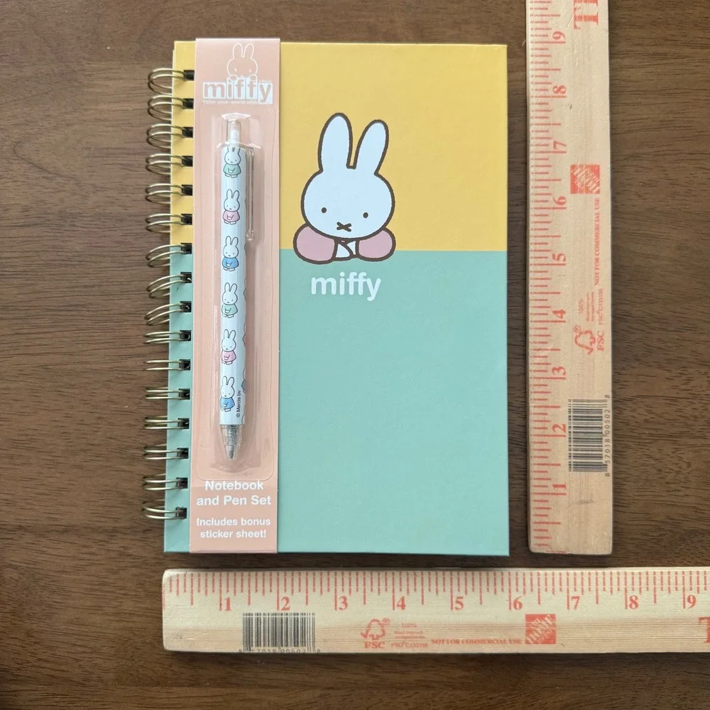 Miffy Pastel Spiral Notebook w STICKERS & Pen Set Orange Circle Studio MY019 New
